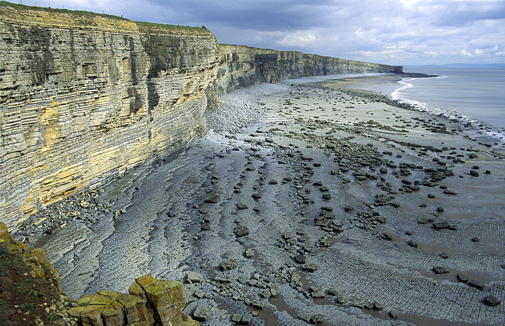 Sedimentary cliffs and Nash Point, Heritage Coast, Vale of Glamorgan, Wales, UK