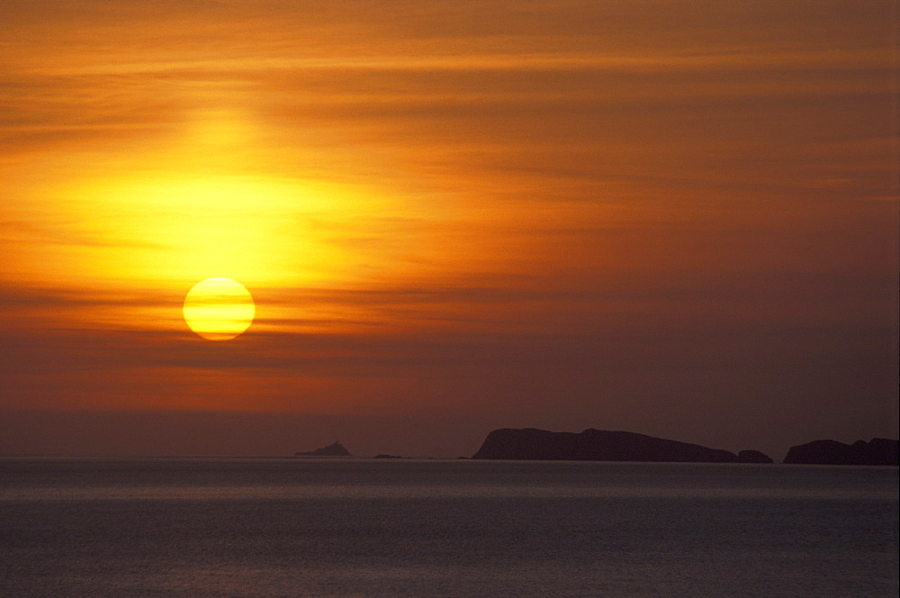 Sunset over St Brides Bay and Ramsey Island