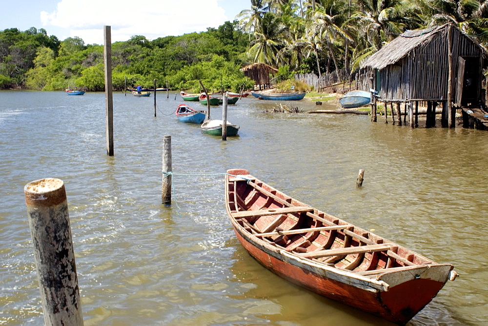 Boat on the Preguicas River, Mandacaru, Maranhao, Brazil, South America