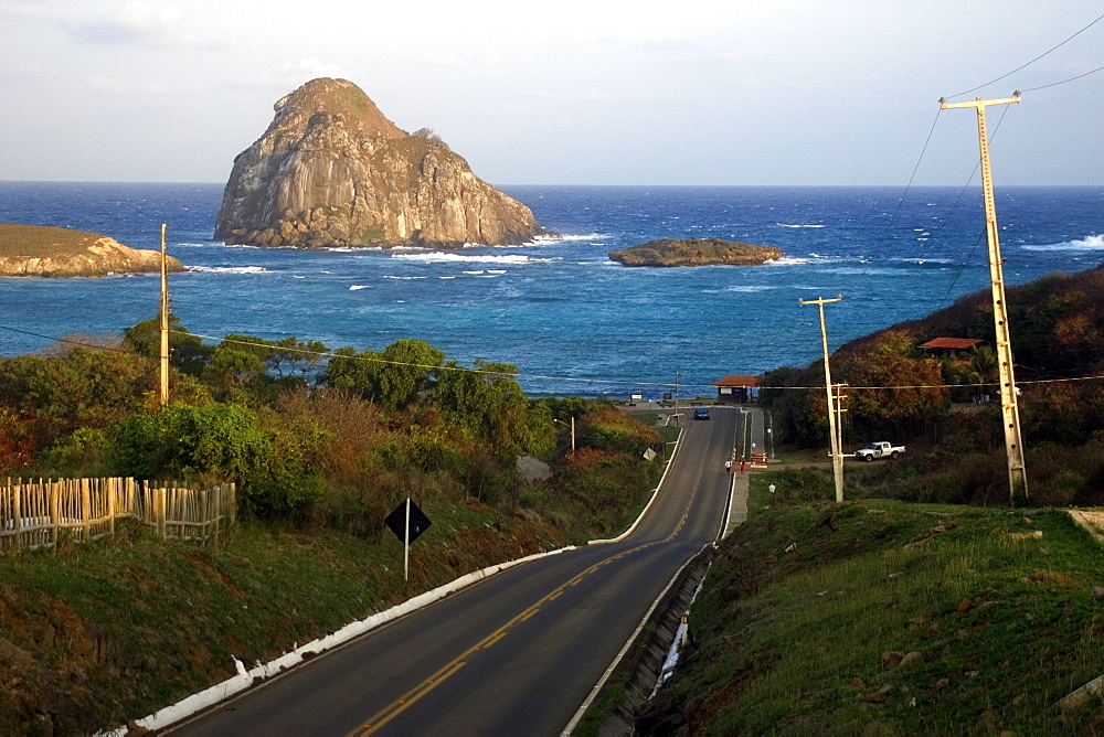 View of Sueste Bay, from highway BR-363 in Fernando de Noronha, UNESCO World Heritage Site, Brazil, South America