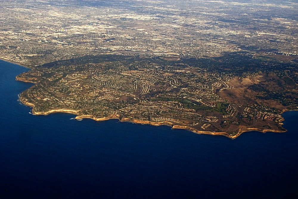 Aerial view of Palos Verdes coastline, California, United States of America, North America