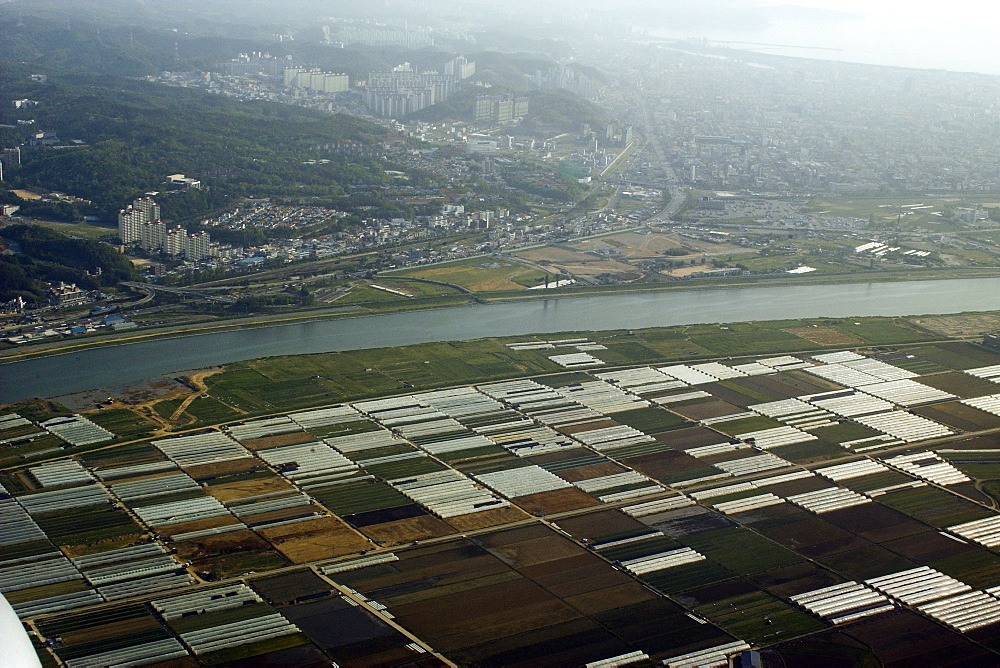 Aerial view of plantations near Seoul, Gyeonggi-Do, South Korea, Asia