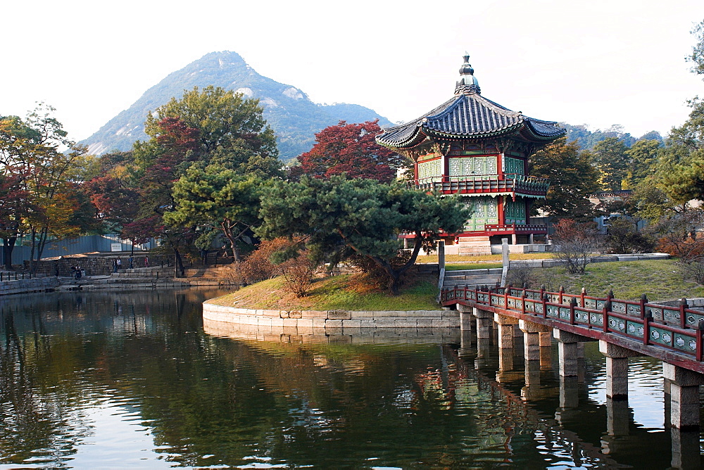 Royal garden, Gyeongbokgung palace grounds, Seoul, Gyeonggi-Do, South Korea, Asia