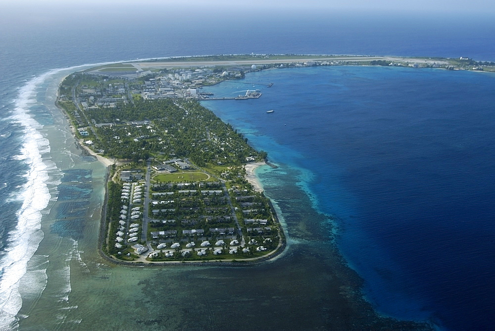 Aerial view of atoll, Kuwajelein, Marshall Islands, Micronesia, Pacific