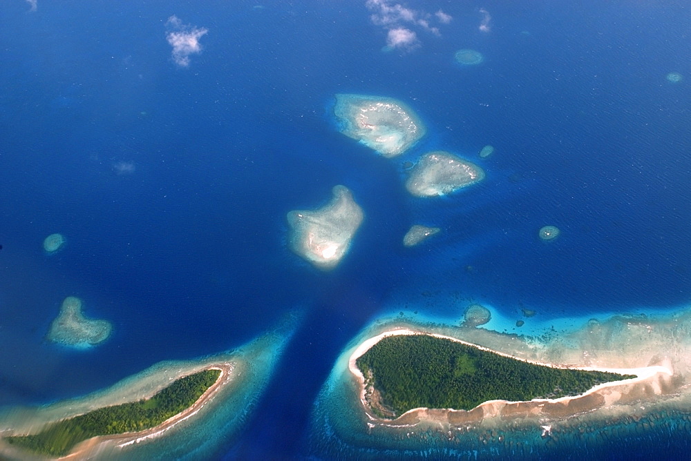 Aerial view of atoll, Kuwajelein, Marshall Islands, Micronesia, Pacific