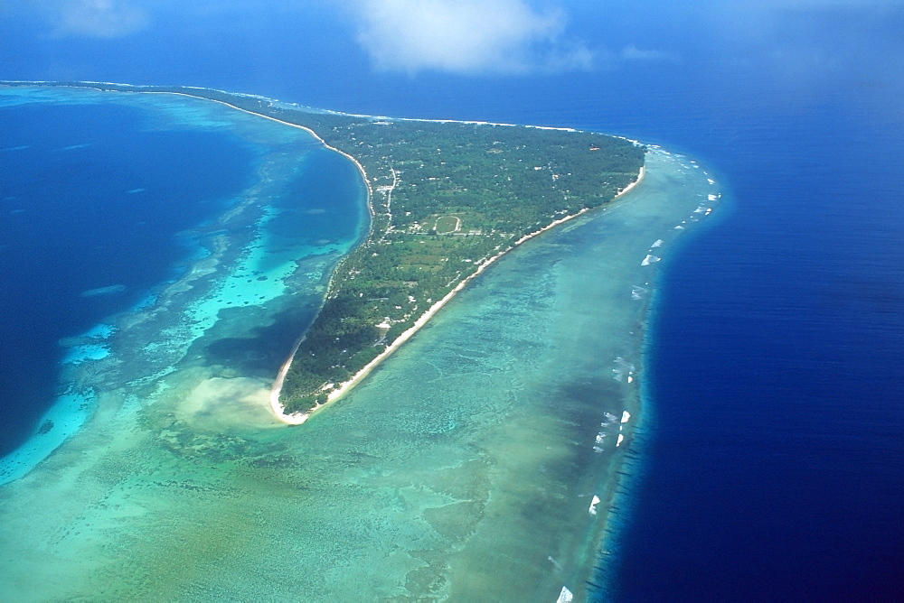 Aerial view of atoll, Kuwajelein, Marshall Islands, Micronesia, Pacific