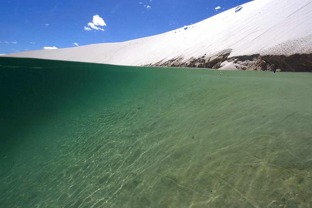 Sand dunes filled with rain water, Lencois Maranhenses, Maranhao, Brazil, South America