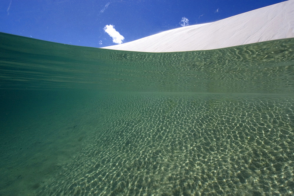 Sand dunes filled with rain water, Lencois Maranhenses, Maranhao, Brazil, South America