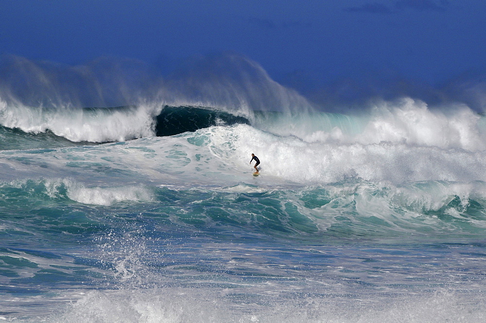 Surfer on wave, Sunset Beach, North Shore, Oahu, Hawaii, United States of America, Pacific