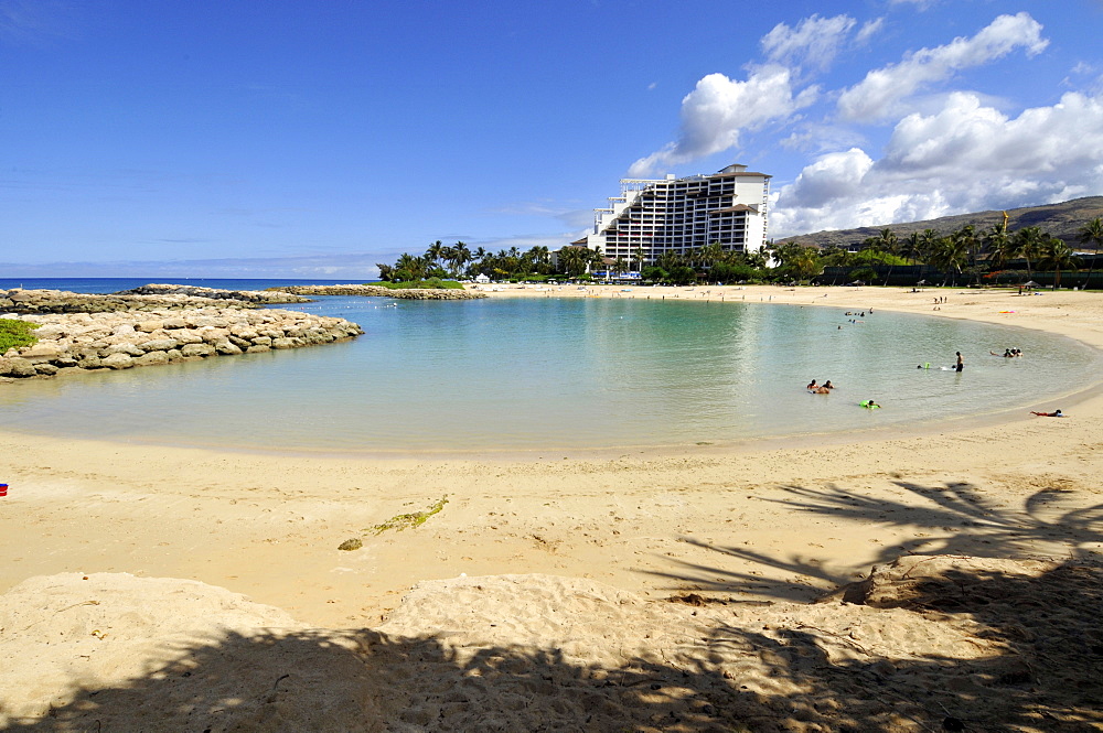 Beach at Lagoon No1 and Marriot Hotel, Koolina, West Oahu, Hawaii, United States of America, Pacific