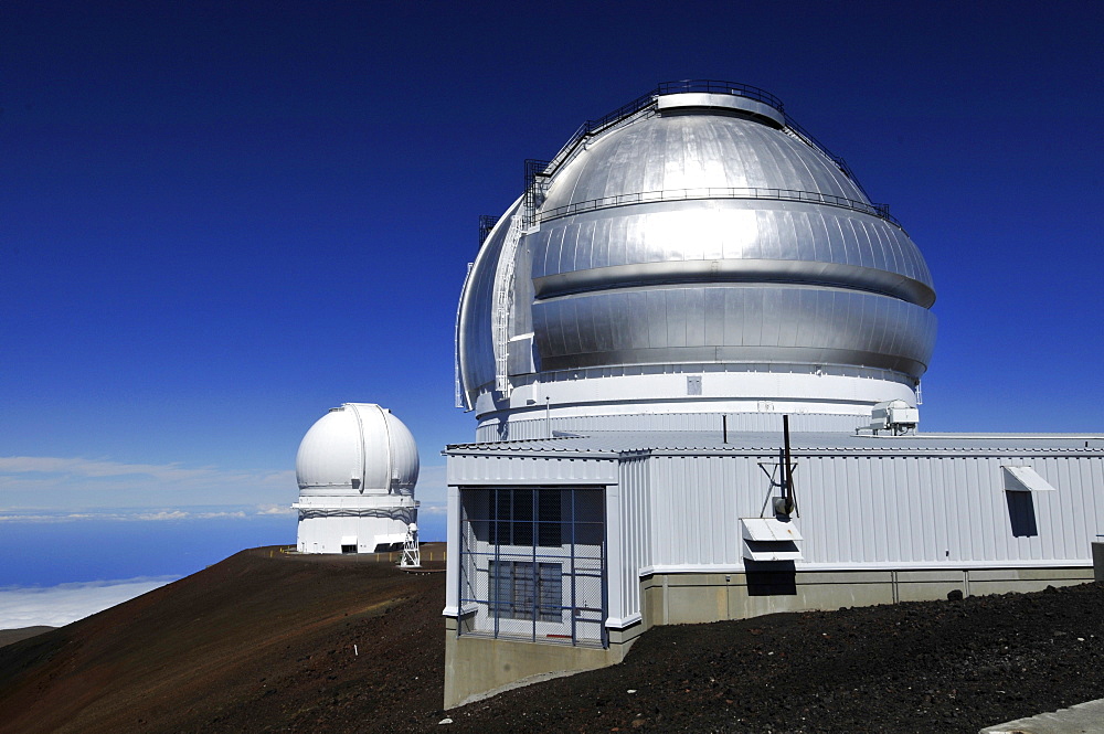 Observatories including the Gemini telescope in the foreground, Mauna Kea, Big Island, Hawaii, United States of America, Pacific