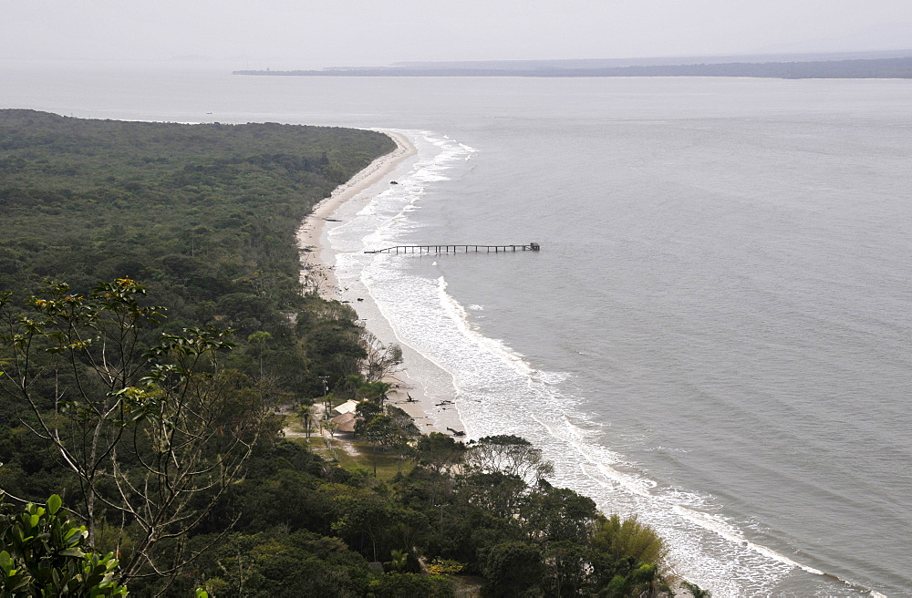 View of the channel between Mel Island and the mainland from Fortress Hill (Fortaleza de Nossa Senhora dos Prazeres), Mel Island, Paranagua, Parana, Brazil, South Atlantic, South America