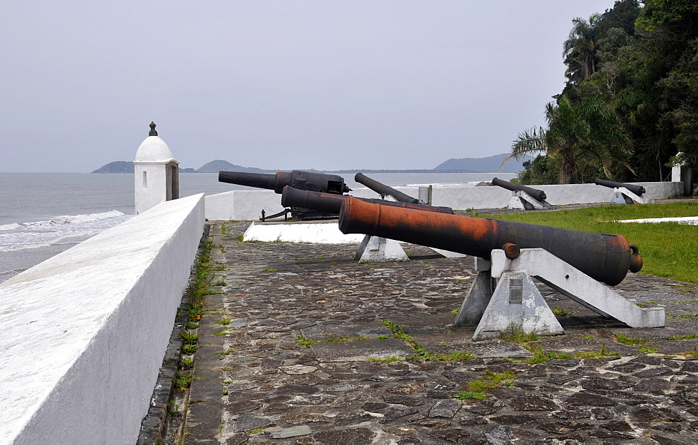 Cannons at Fortress (Fortaleza de Nossa Senhora dos Prazeres), Mel Island, Paranagua, Parana, Brazil, South America