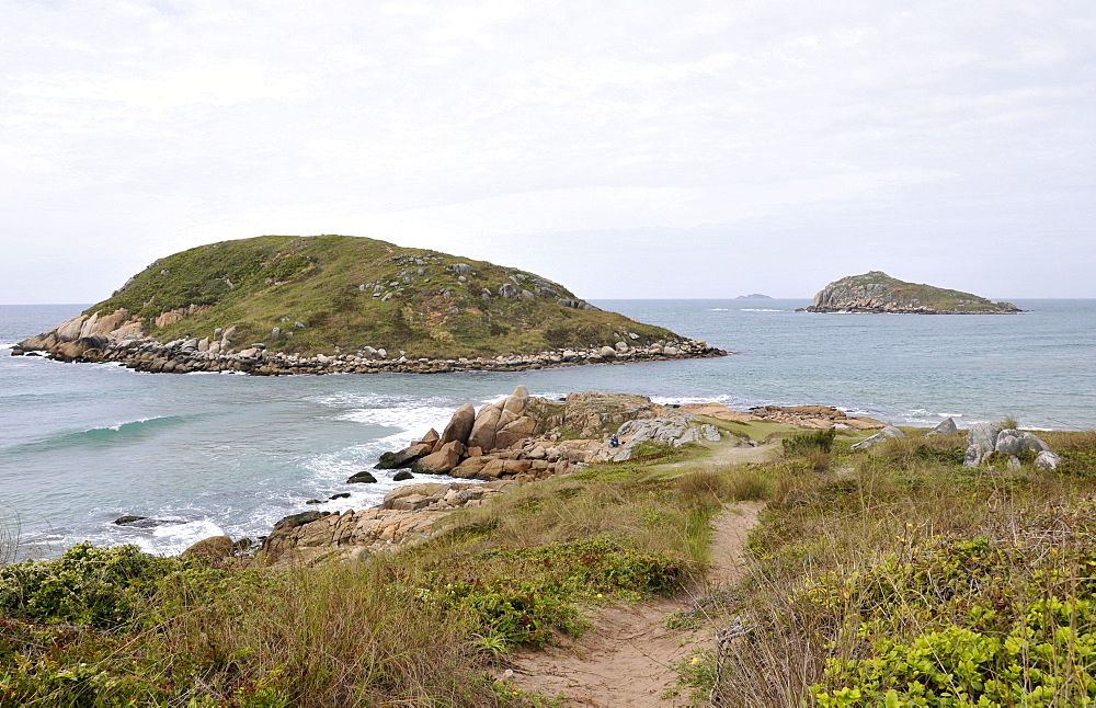 View of two islands from Morro do Farol, Imbituba, Santa Catarina, Brazil, South America