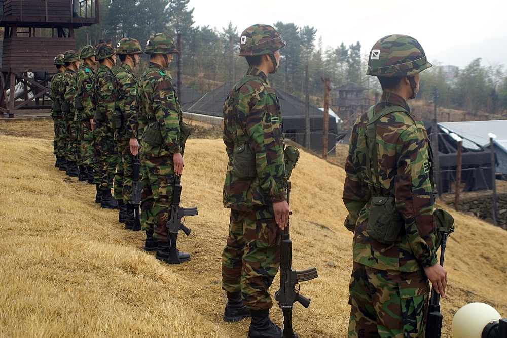 Korean soldiers at the Prisoner of War Camp museum, Geoje-do Park, South Korea, Asia