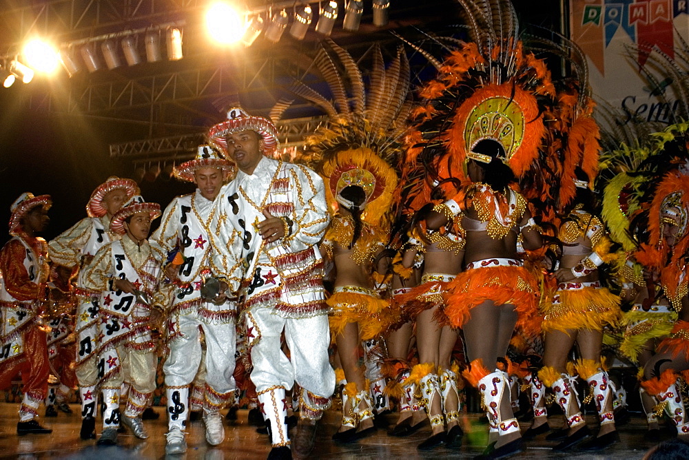 Bumba-meu-boi, traditional dance party celebrating the saints of June on the streets of Sao Luis, Maranhao, Brazil, South America