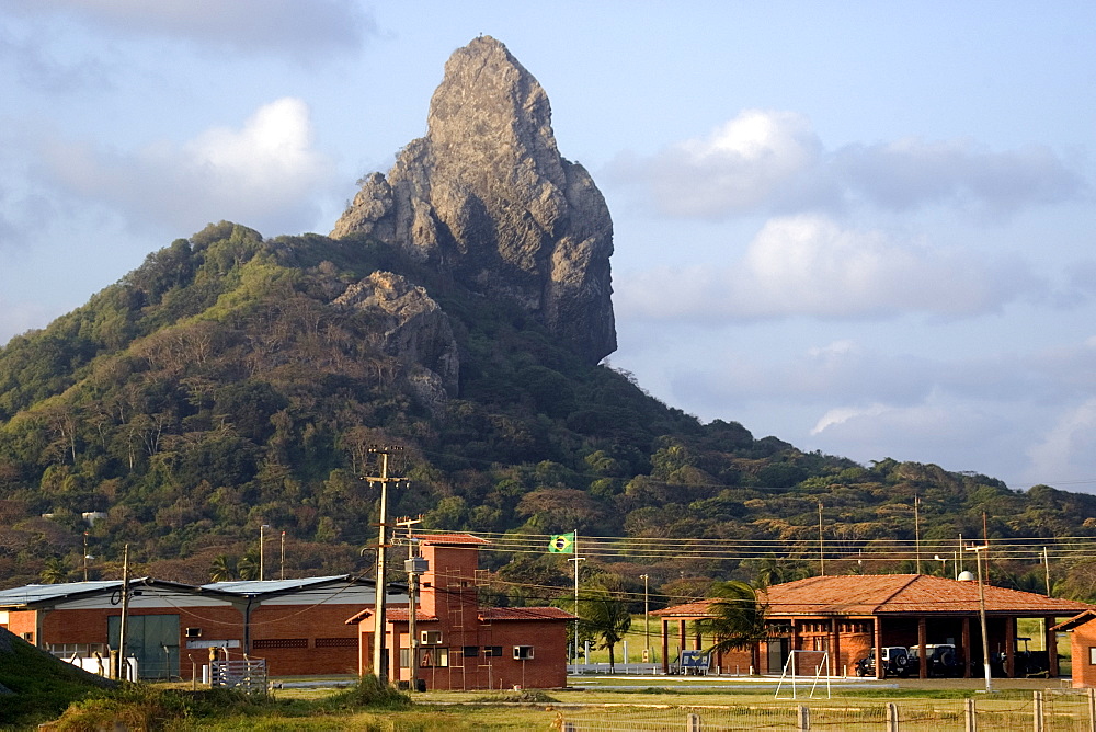 Pico's hill and Vila do Trinta below, Fernando de Noronha, Brazil, South America