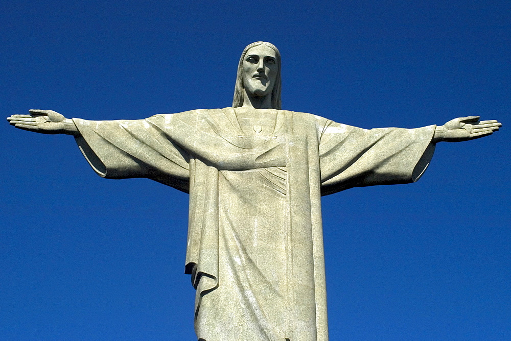 Statue of Christ the Redeemer, chosen one of the seven wonders of the modern world, Rio de Janeiro, Brazil, South America