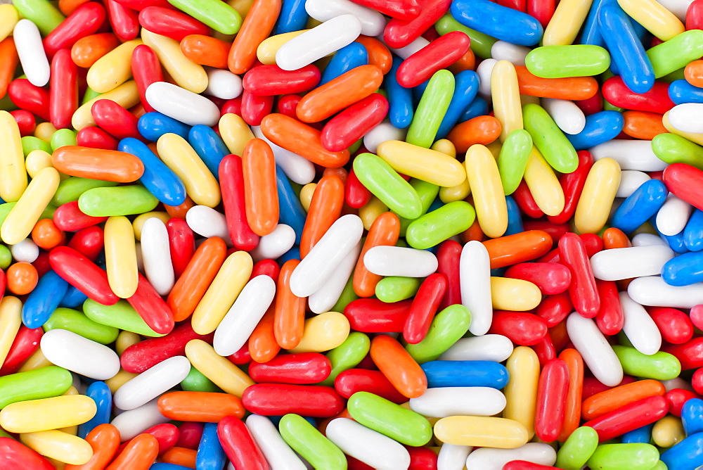 One of the pick and mix candy stalls at the Sunday morning market, Pollenca, Tramuntana, Mallorca, Balearic Islands, Spain, Europe