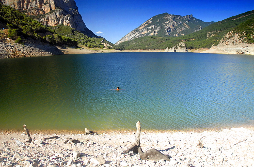 reservoir, dam, mountains, alps, swimming, limestone, Andora