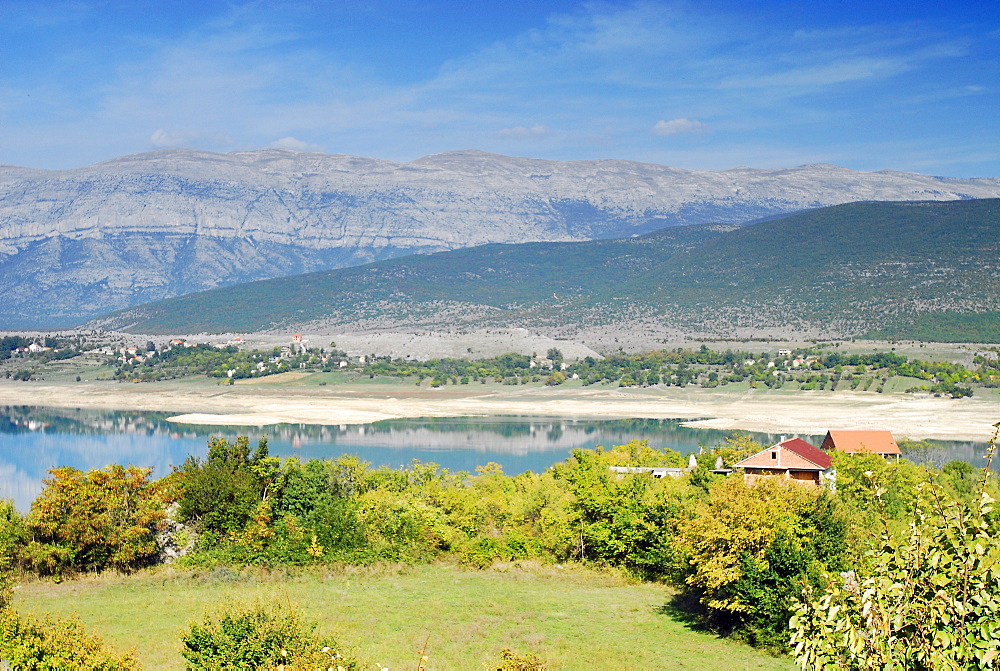 reservoir, dam, mountains, alps, swimming, limestone. Serj, Croatia