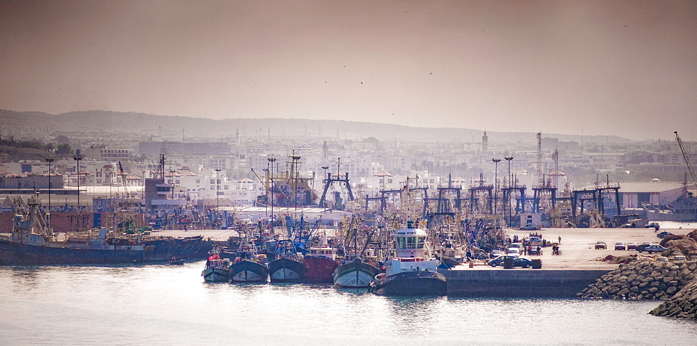 Beach, western coast, Atlantic ocean. Agadir, Agadir Port, Agadir. Morocco