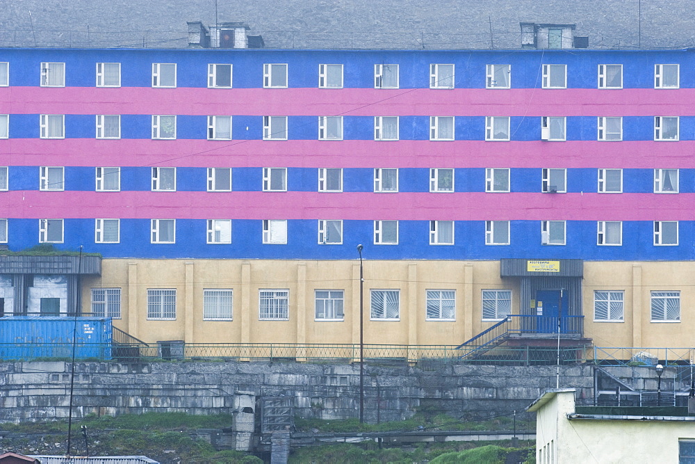 Port of Provideniya. harbour side looking to the city center, City of Provideniya (Chukotskiy Peninsular ) Russia,  Asia