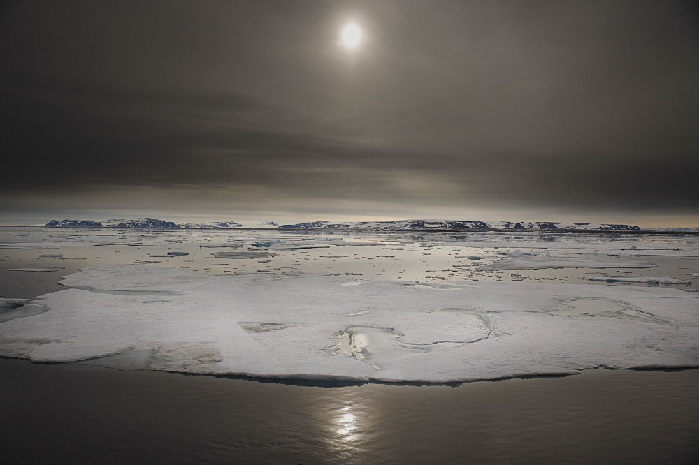 Arctic scape, sun set and sun rise. Longyearbyen, Svalbard, Norway