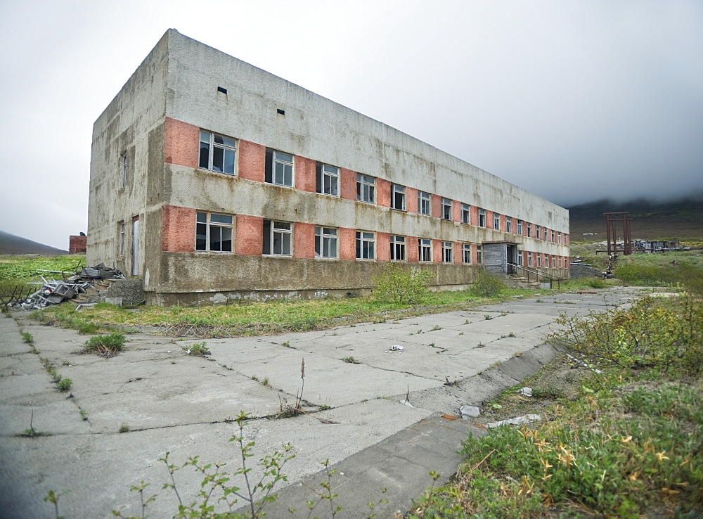 Abandoned Soviet Submarine base 1978 - 1991, ruined settlement, Brouton Bay (Bering Sea), Russia, Asia