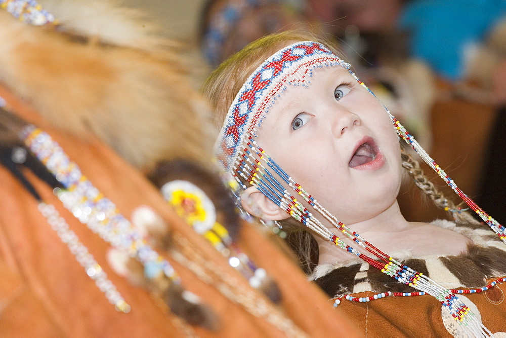 2008; Chukchi Inuits preform traditional dance in traditional clothes. Petropavlovsk, Kamchatka, Russia, Asia