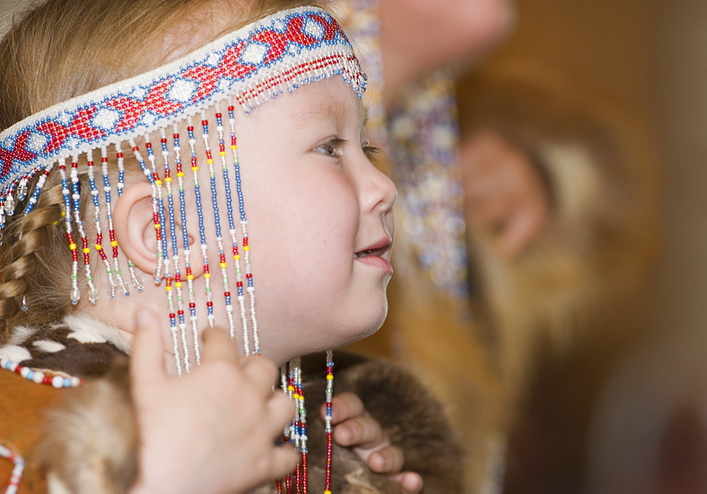 2008; Chukchi Inuits preform traditional dance in traditional clothes. Petropavlovsk, Kamchatka, Russia, Asia