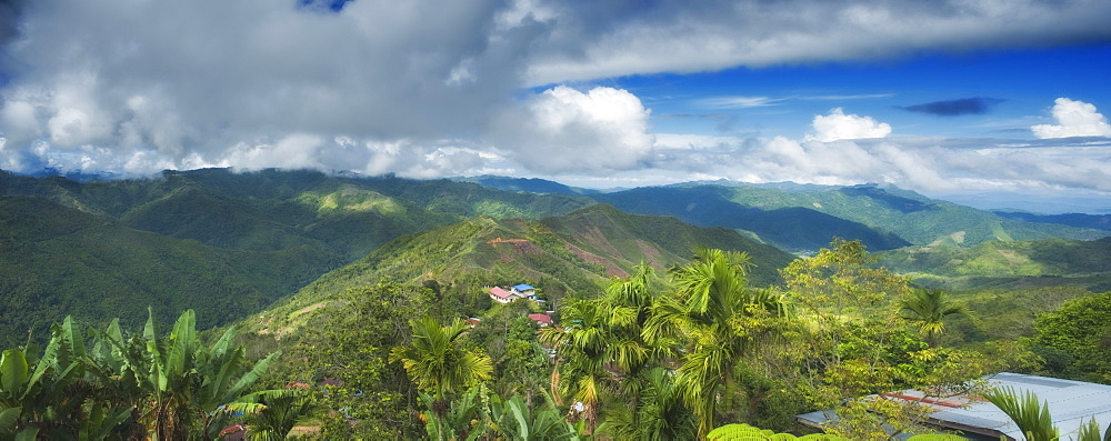 View from Kampung Kiau Nulu Village.  Kampung Kiau Nulu Village, Sabah, Borneo, Asia