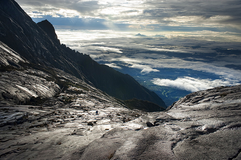 View from summit of Mount Kinabalu.   Kinabalu National Park, Sabah, Borneo, Asia