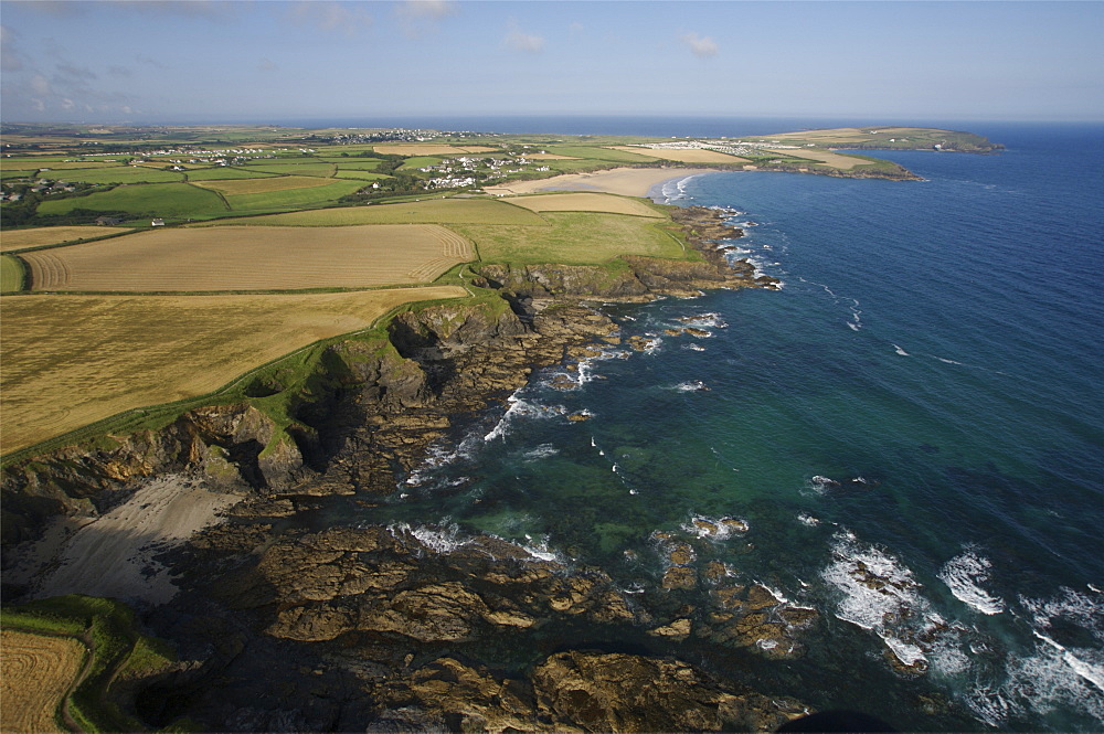 Newtrain bay with Harlyn Bay in Background. Cornwall, UK