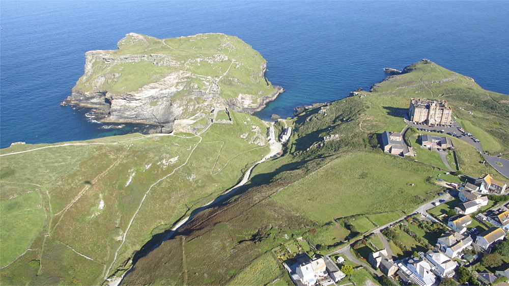 Tintagel head with Arthurs castle. Cornwall, UK