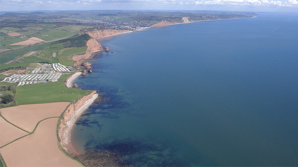 ladrom bay with Sidmouth in background. Devon, UK