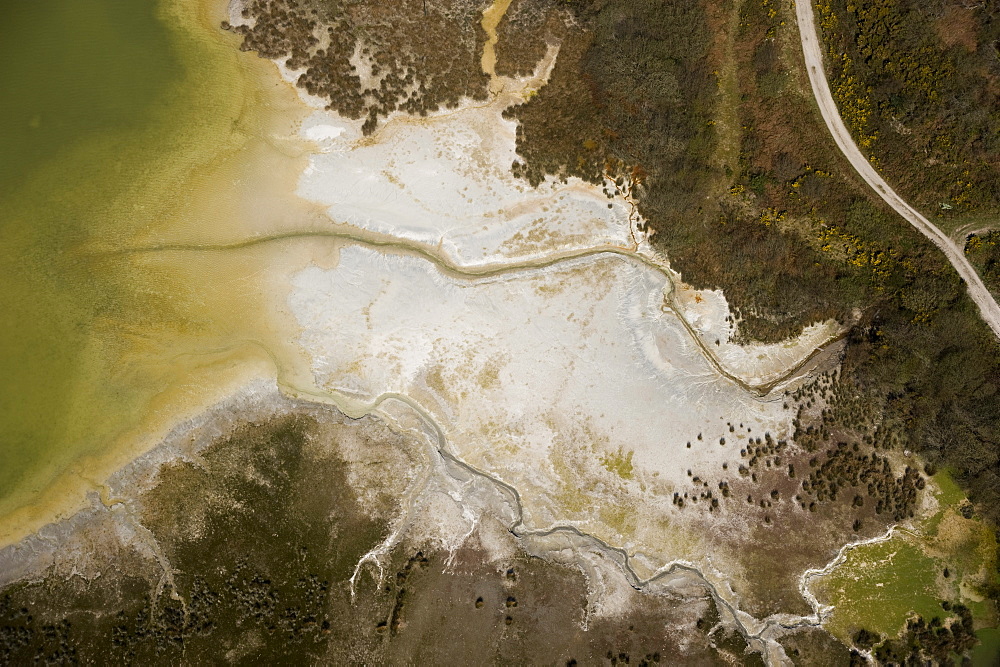 Aerial view of China Clay pits in Cornwall. Uk England