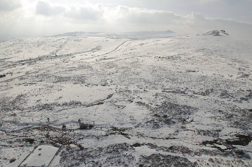 Aerial view over Hay Tor, Dartmoor National Park, Devon, England, United Kingdom, Europe 