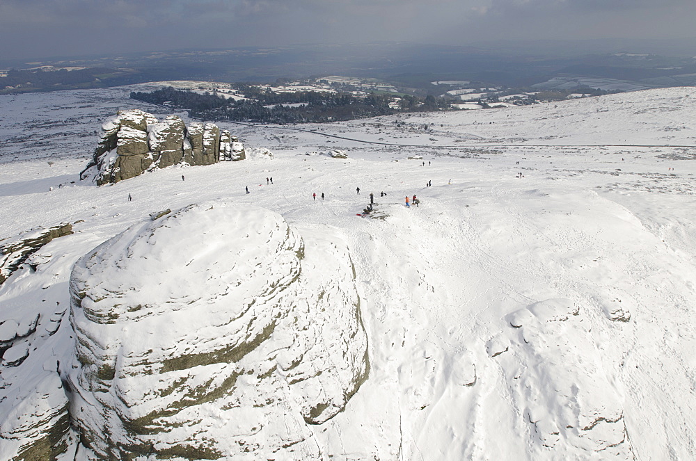 Aerial view over Hay Tor, Dartmoor National Park, Devon, England, United Kingdom, Europe 