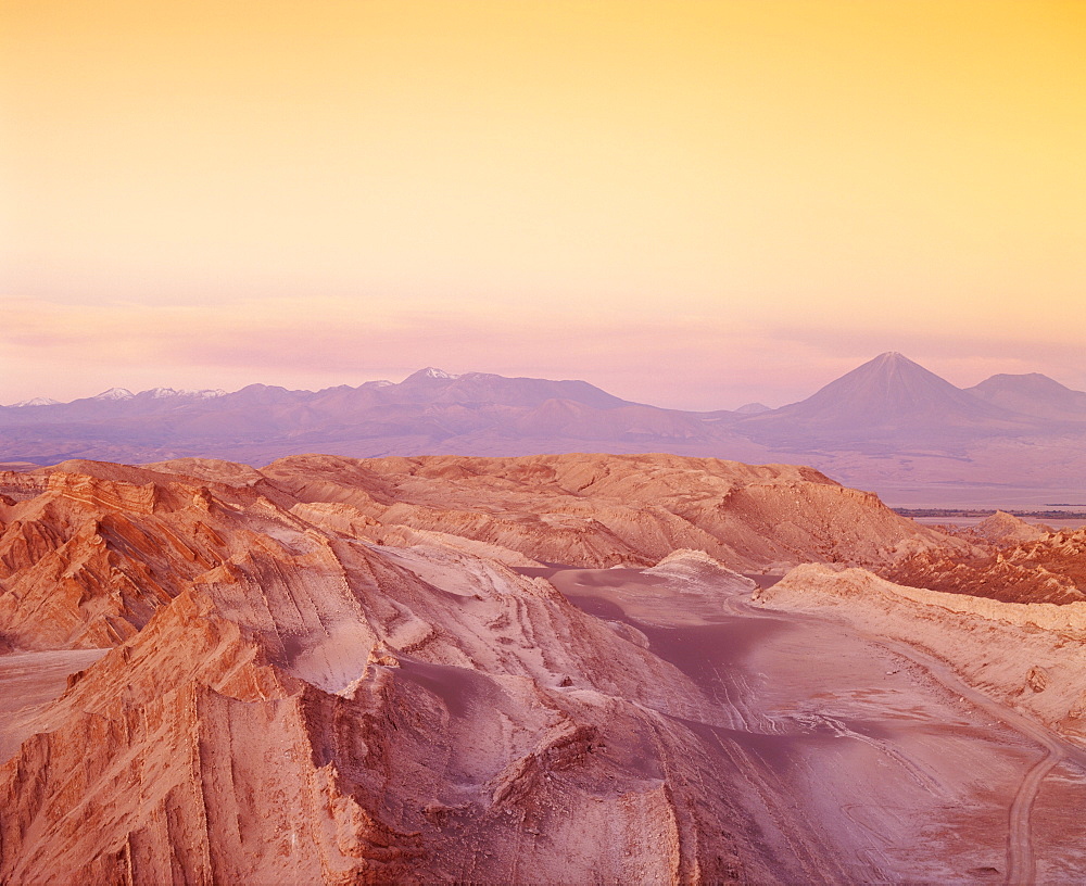 Eroded mountains of the Valley of the Moon in the San Pedro de Atacama, Chile, South America 