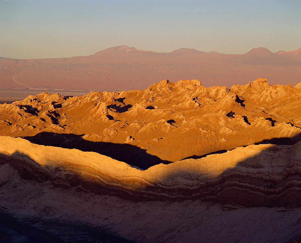 Eroded mountains in the Valley of the Moon in the San Pedro de Atacama, Chile, South America