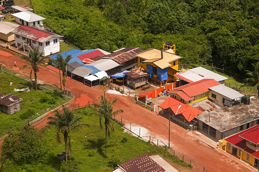 Aerial view of the mining town of Mahdia, Guyana, South America