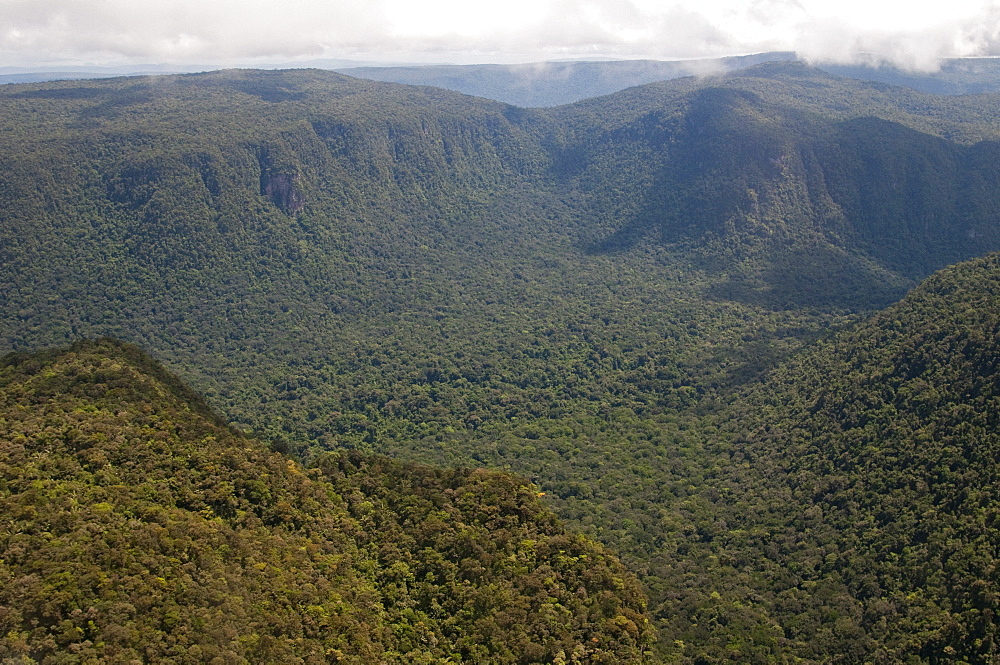 Aerial view of mountainous rainforest in Guyana, South America