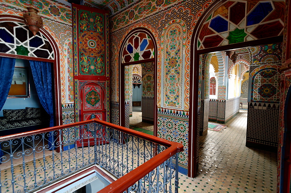 Richly decorated interior of the Hotel Continental, Tangier, Morocco, North Africa, Africa