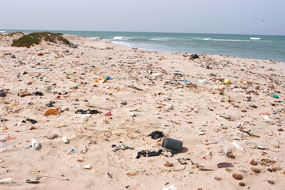 Litter washed up on beach, Southern Morocco   (RR)