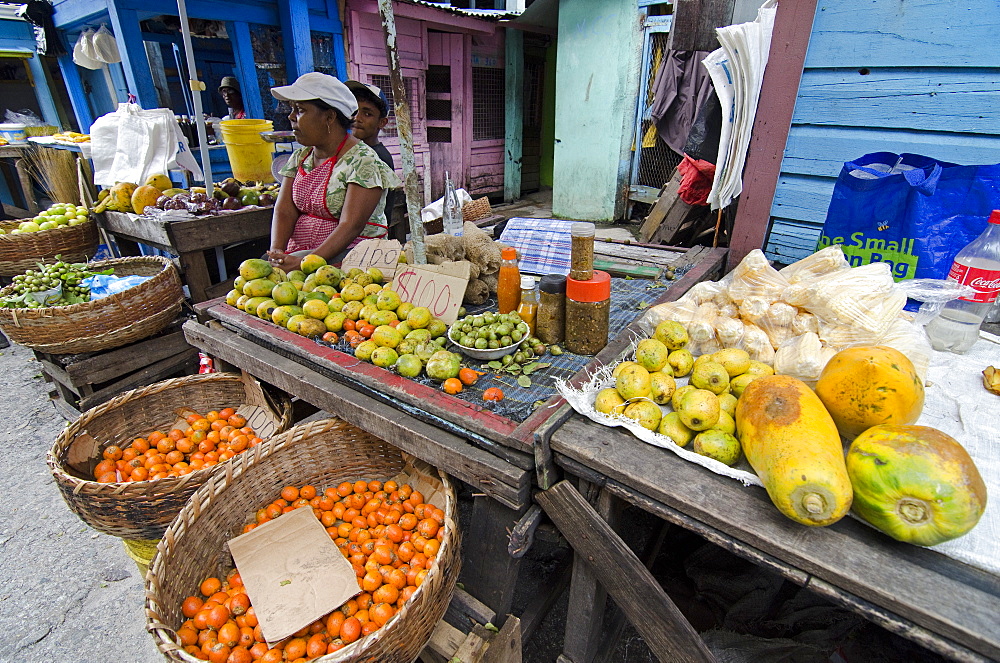 Fruit and vegetable stall in Stabroek Market, Georgetown, Guyana, South America