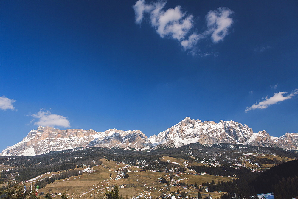 View of the Dolomites from La Ila, Alta Badia, Dolomites, UNESCO World Heritage Site, South Tyrol, Italy, Europe