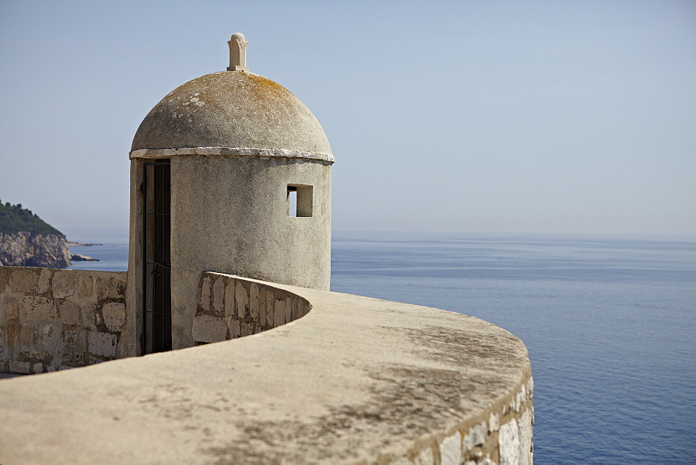 A lookout post fortification with a view of the Adriatic Sea, on the City Wall, Dubrovnik, Croatia, Europe