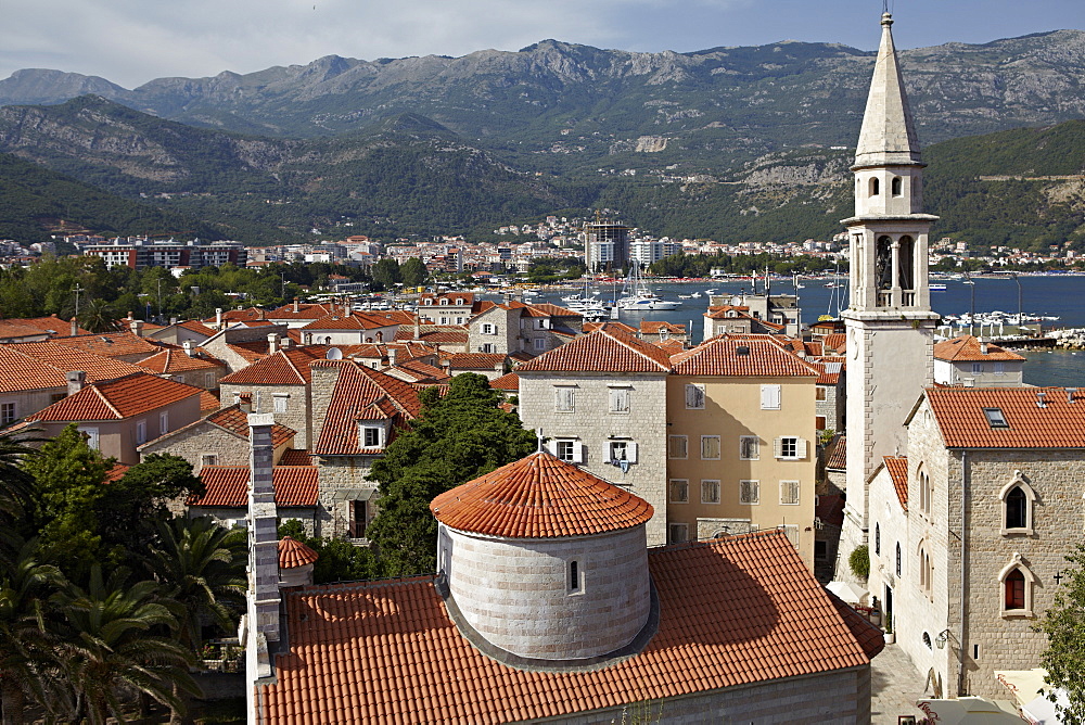 The old walled town of Budva with the Citadela in the foreground, Budva, Montenegro, Europe