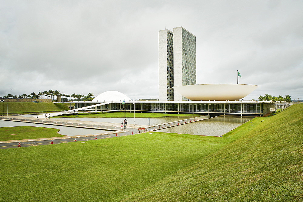 National Congress designed by Oscar Niemeyer in 1958 epitomises the design ethic and is at the heart of the Pilot Plan, Brasilia, UNESCO World Heritage Site, Brazil, South America